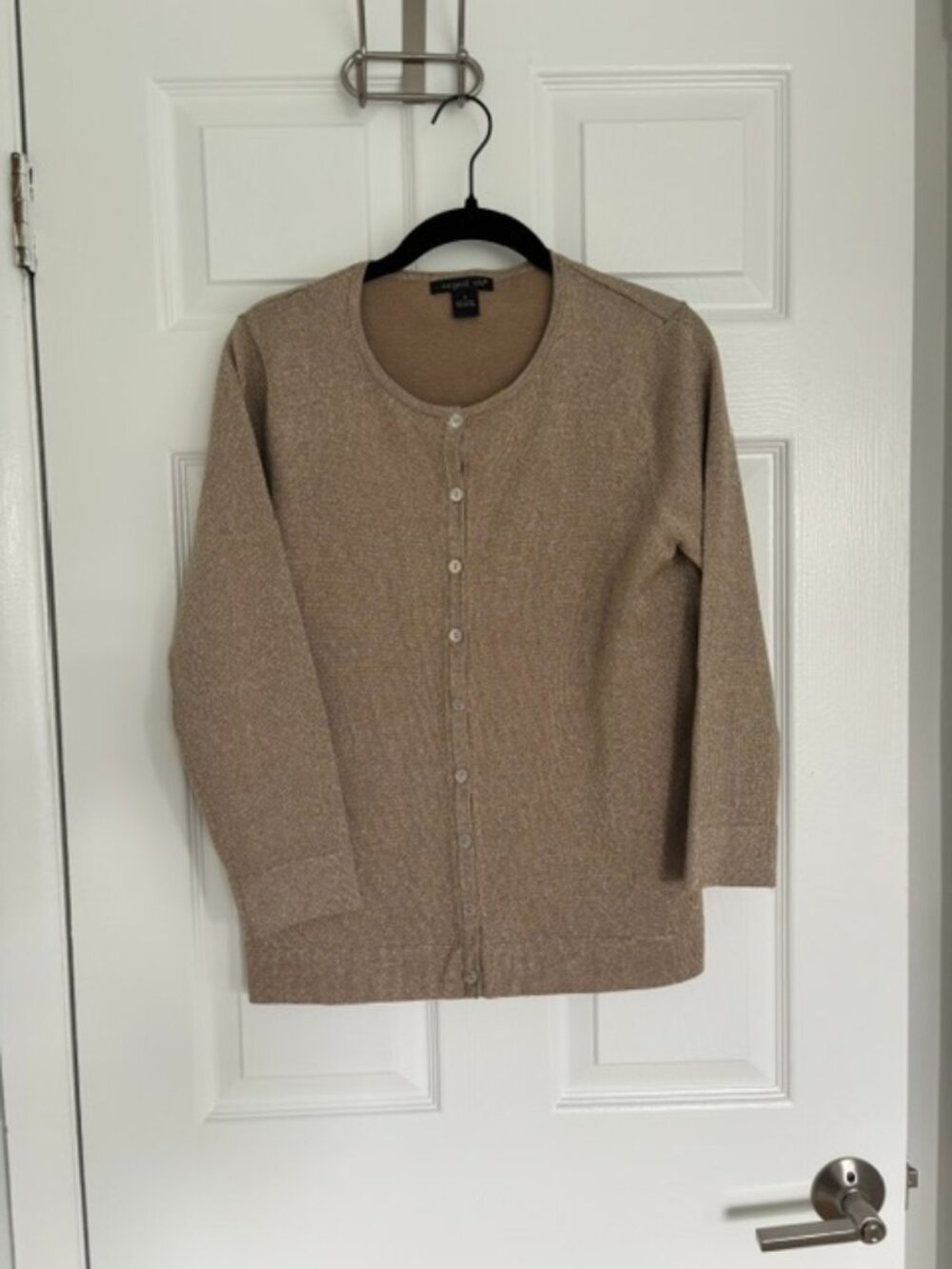 August Silk 7/8 Sleeve Metallic Gold Cardigan Size M